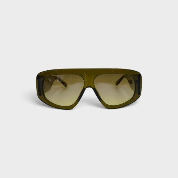 Supplied Fashion Linda Farrow Milano oversized sunglasses in olive with a bold architectural frame and gradient lenses.