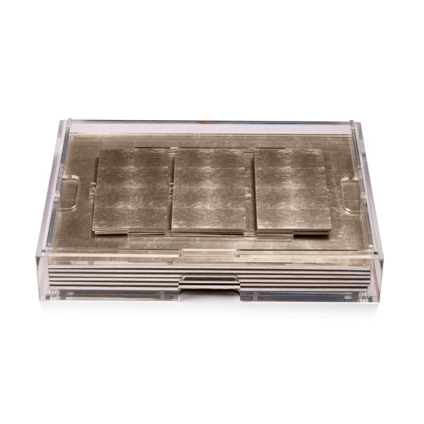 Grand Matbox Clear Silver Leaf Chic Matte Champagne - Posh Trading Company  - Interior furnishings london