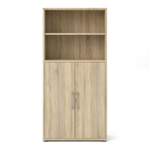 Wyld Haus Dris Natural Oak Wood Effect Bookcase 3 Shelves 2 Doors