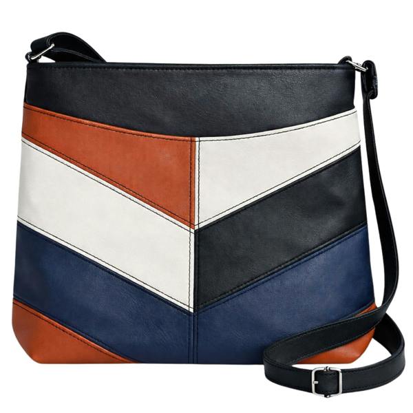 Lorenz Retro Colour Block Chevron Crossbody Bag