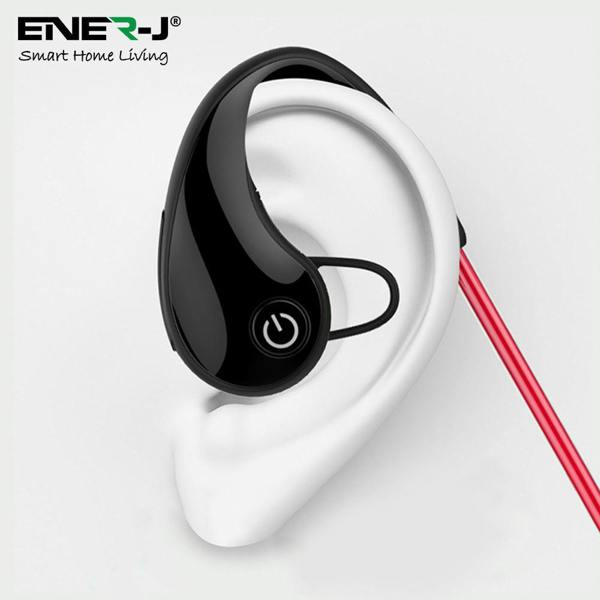 ENER-J Wireless Bluetooth Sports Earbuds, CVC 6.0 Noise Reduction, Built-In Mic, 4 Hour Playtime, IPX4 Waterproof, Power Display