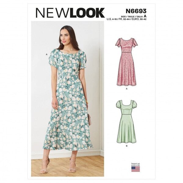 New Look Sewing Pattern 6693, Dresses for Women, A (4-6-8-10-12-14-16) - Easy
