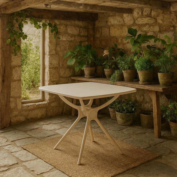 Wyld Haus Chalencon Putty Grey Square Outdoor Plstic Table