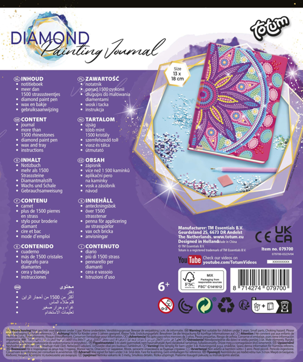 Totum Diamond Paint Notebook Flower Mandala Pink
