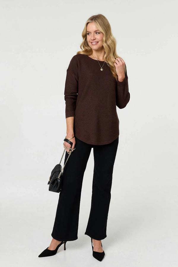 Chocolate | Textured Batwing Long Sleeve Jumper