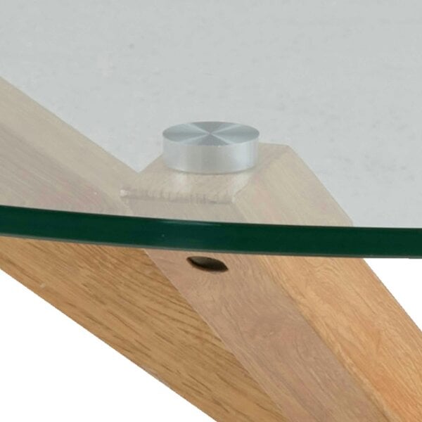 Wyld Haus Perth Smoked Glass Round Coffee Table Natural Oak Effect Legs