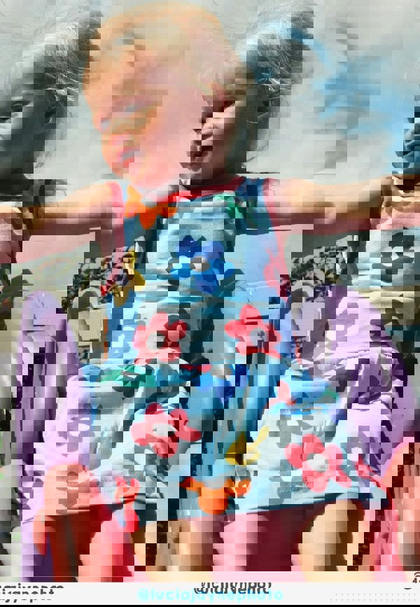 Organic Rainbow Bloom Print Summer Dress - Toby Tiger