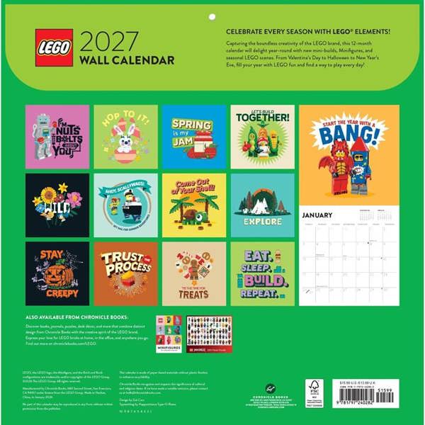 Chronicle Books Lego Calendar 2027, Wall Calendars, Month To View, Entertainment, Gift