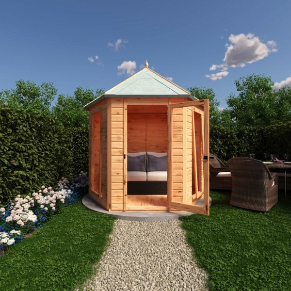Shire Welburn Hexagonal Gazebo Summerhouse 8x7  12mm Cladding