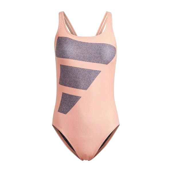 Adidas Womens/Ladies Bar Logo Performance One Piece Swimsuit - Coral/Navy/White - 