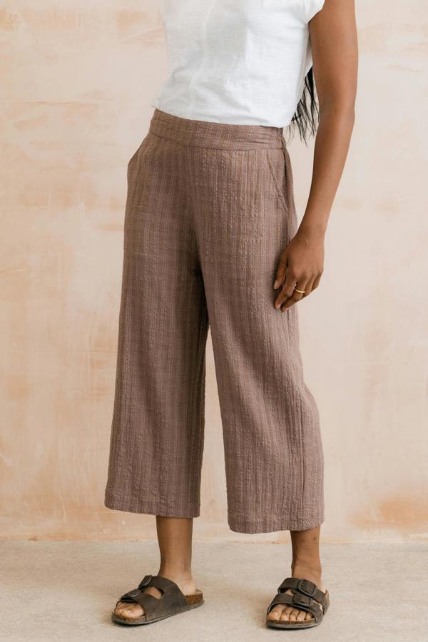 Lily & Me Drift Textured Seersucker Culottes Mocha