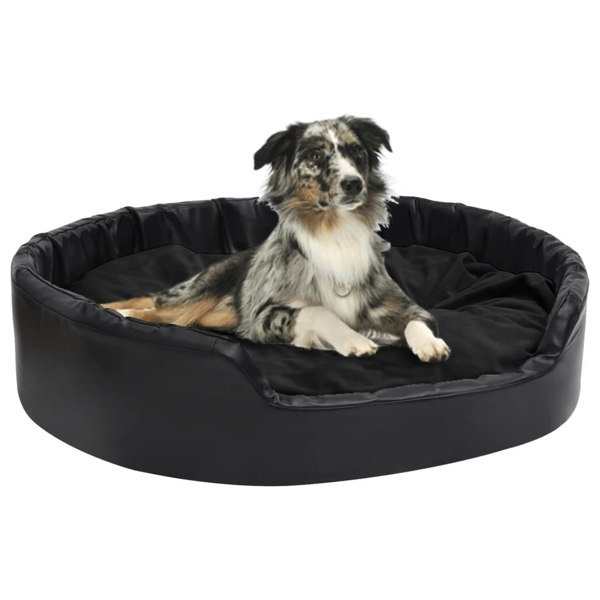 Berkfield Dog Bed Black 99x89x21 cm Plush and Faux Leather