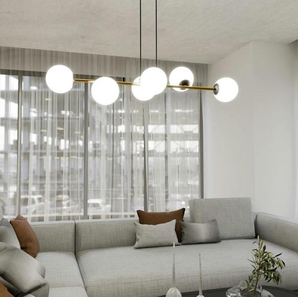 Emibig GRAVITY Pendant lamp 6 x E14  Black, gold with White Shade