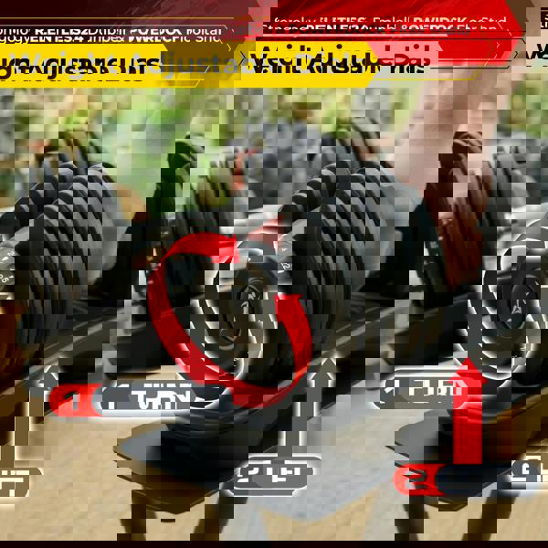 Strongology RELENTLESS24 Adjustable Dumbbell Pair (2.5-24kg) and POWERDOCK Stand 15-in-1 Quick-Select Weights Home Gym Bundle