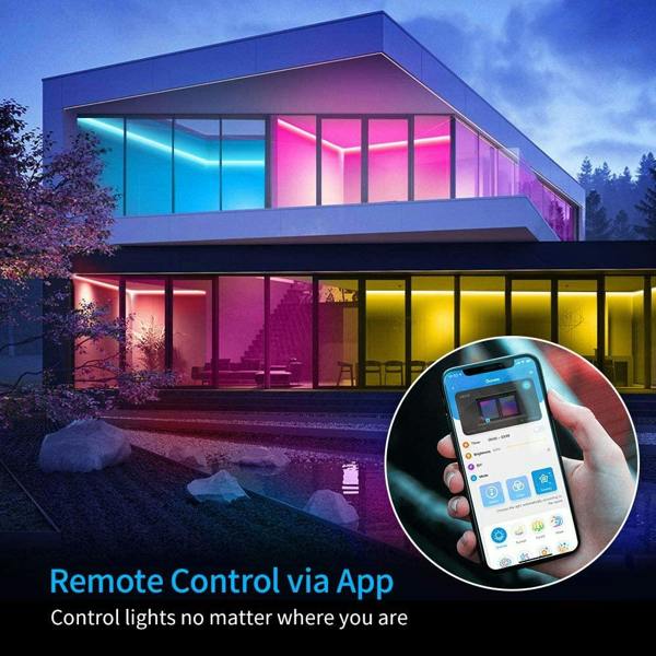ENER-J 5 Meters Smart Wi-Fi RGB Colour Changing LED Strip Kit, Dimmable, IP20, for Bedroom Ceiling Party Decoration with Remote and Plug