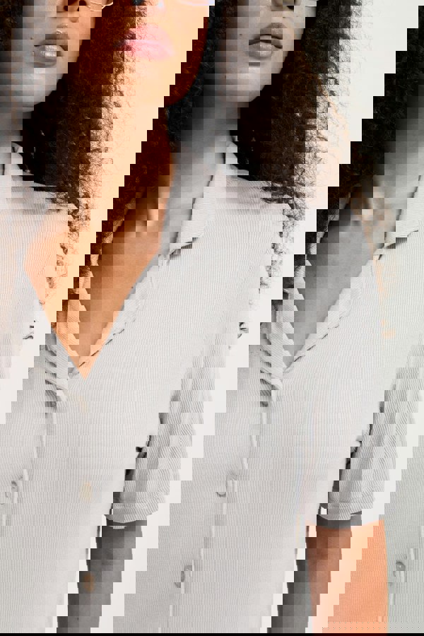 Pretty You London Women's EcoVero Ribbed Shirt Capri Set in Grey