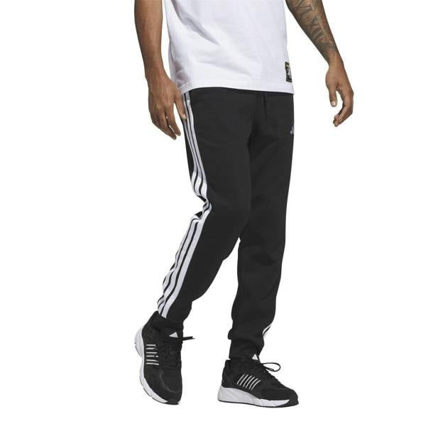 Adidas Mens Essentials Stripe Tapered Joggers - Black/White - 