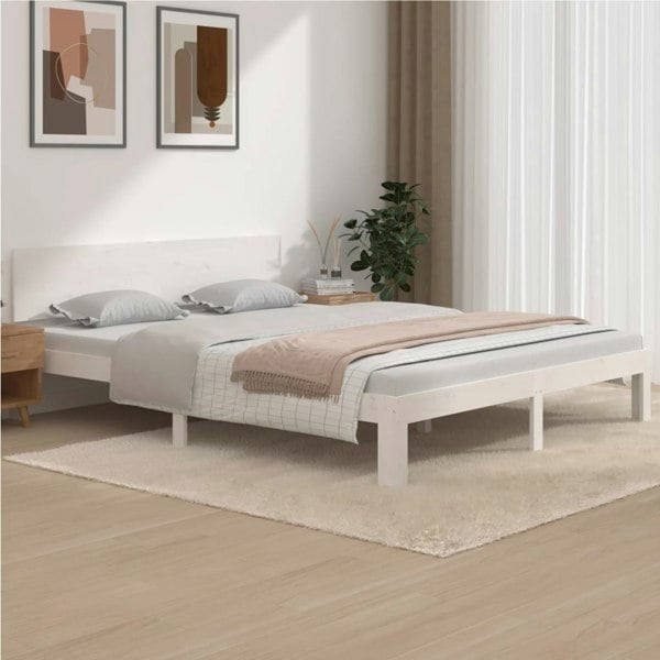 Berkfield Bed Frame White Solid Wood Pine 160x200 cm