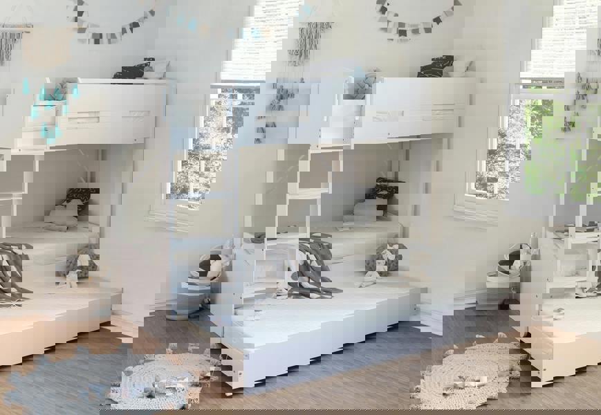 Flintshire Furniture Billie Single Bunk Bed White With Pull Out Trundle