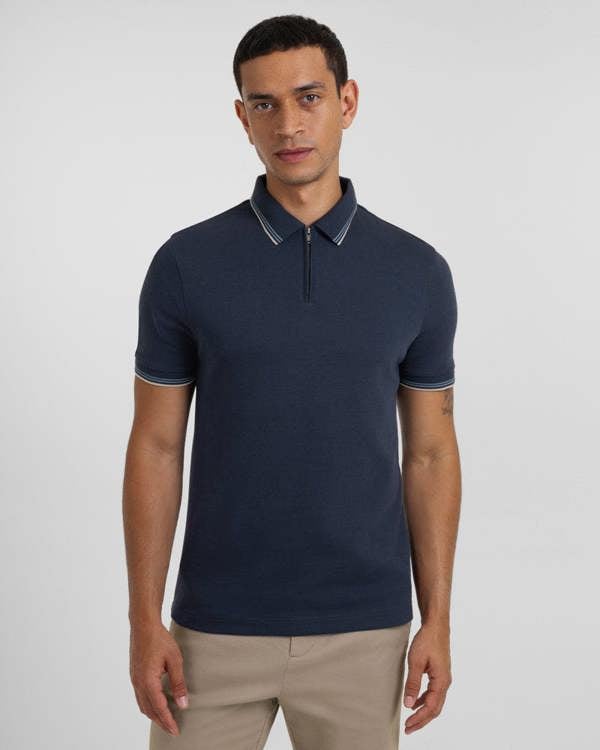 Steel & Jelly Widmore - Zip Polo With Contrast Tipping