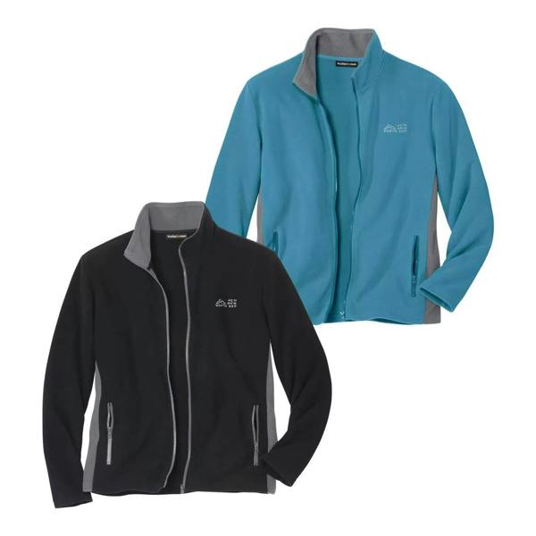 Atlas For Men Mens Contrast Panel Fleece Jacket (Pack of 2) - Black/Turquoise - 