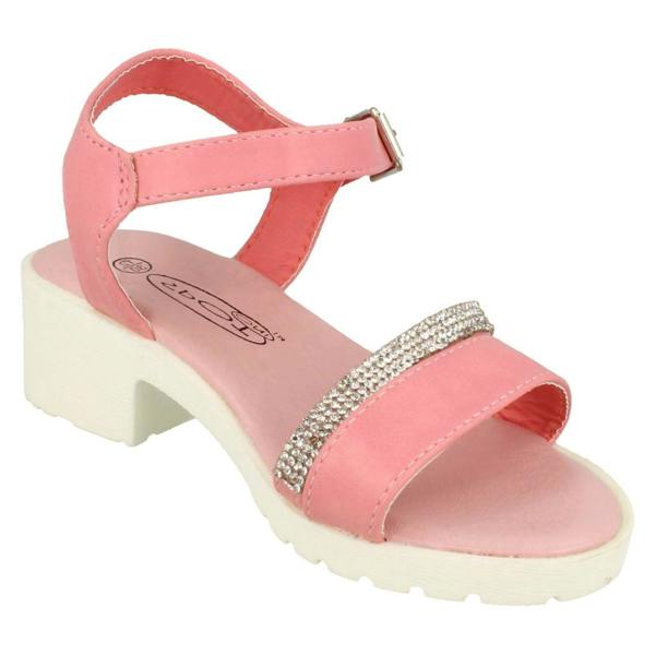 Spot On Girls Spot On Mid Heel Diamante Strap Ankle Buckle Sandal
