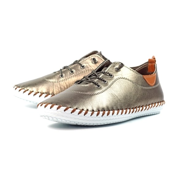 Lunar Women's St Ives Metallic Leather Plimsolls - Gold