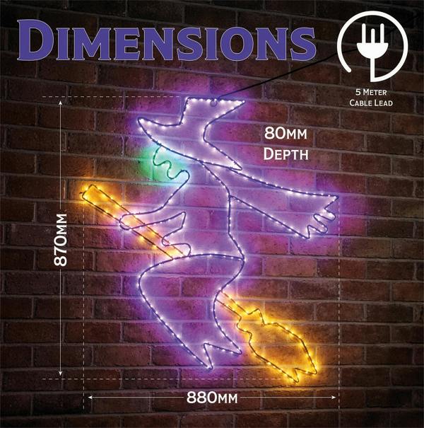 Fxlab Multicolour Micro LED Metal Silhouette Witch Outdoor with Timer