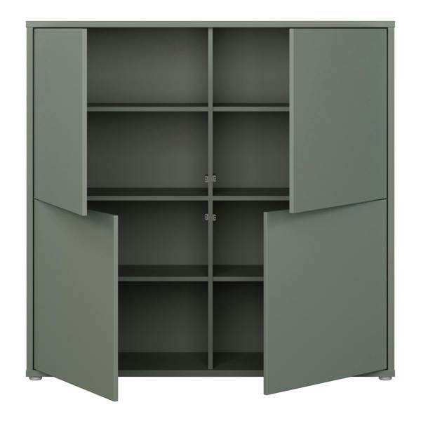 Furniture To Go Alice Springs 4 Door Large Storage Cabinet with Push-to-Open Doors in Sage Green
