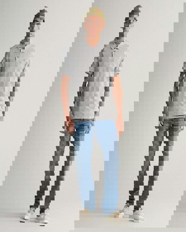 GANT Mens Regular Fit Short Sleeve Shield Logo Pique Polo NOS - 93 Grey Melange