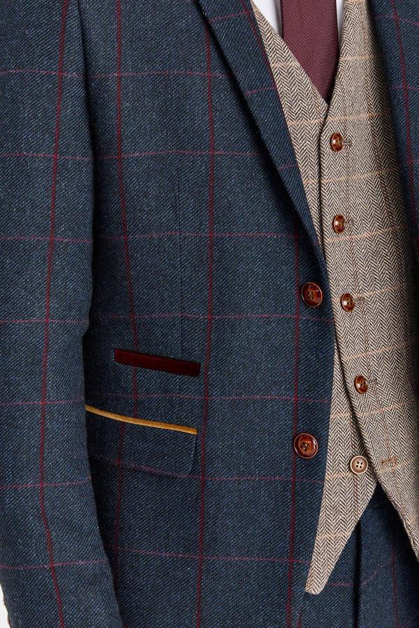 Paul Andrew Madrid Navy Suit with Harris Brown Tweed Waistcoat
