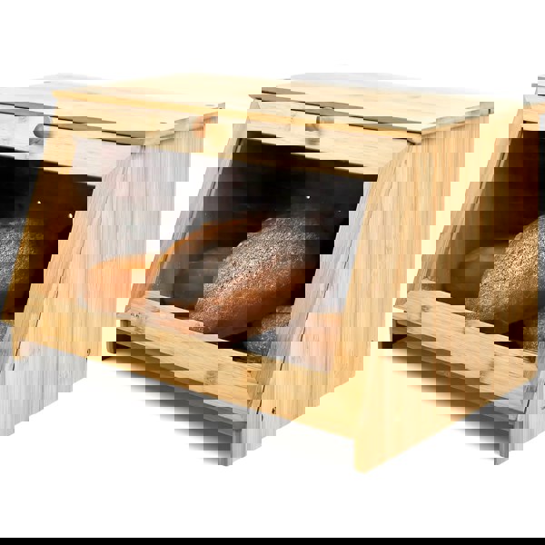 Maison des Cadeaux Bamboo Bread Bin with Acrylic Window