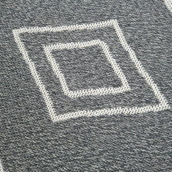Cotton Grey Rug Diamond Geometric Pattern