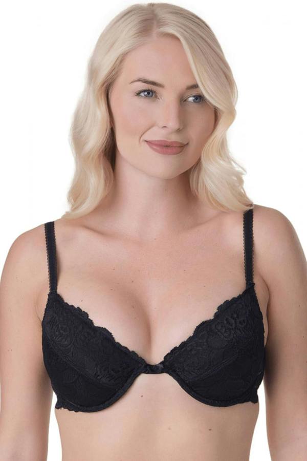 Camille Women's Underwired Bra in Black Floral Lace Padded Cup Lingerie