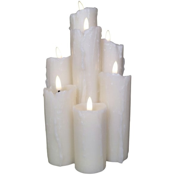 Samuel Alexander 7 Flame Battery Operated Melted Edge Christmas Wax Candle with Timer