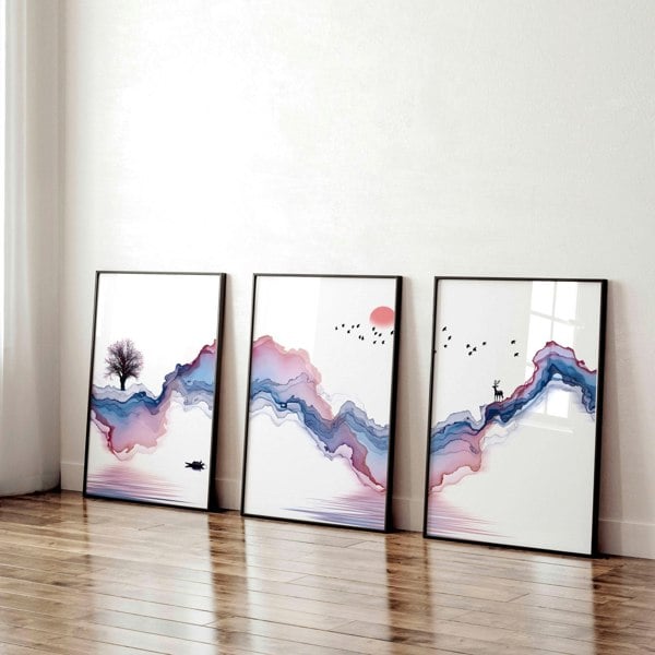 Wall art set of 3 | set of 3 Japanese wall art for office