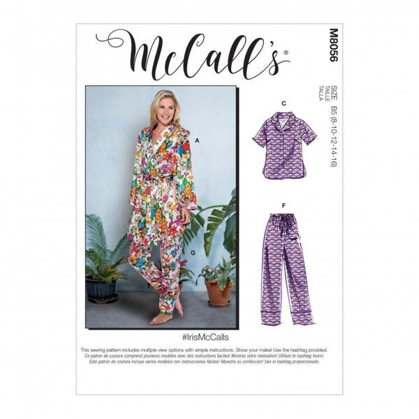 McCalls 8056 Paper Sewing Pattern – Women's Robe & Pyjamas, Easy