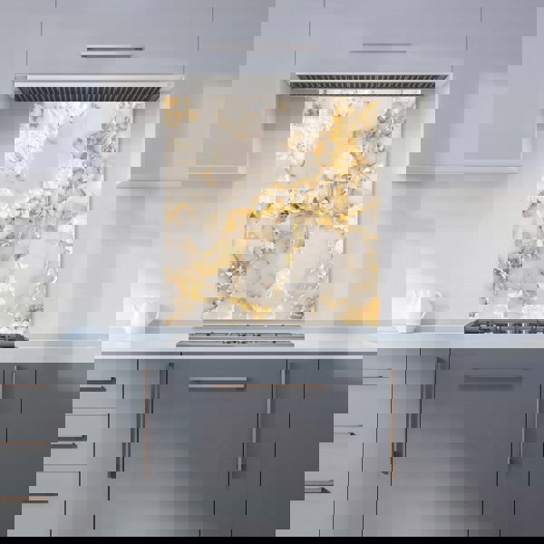 Warren Reed - Designer Gold And White Quartz Effect Kitchen Splashback