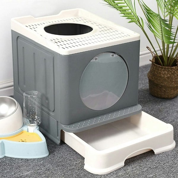 Full Enclosed Foldable Cat Litter Box Living and Home