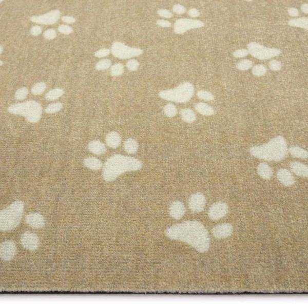 Beige carpet with white paw prints