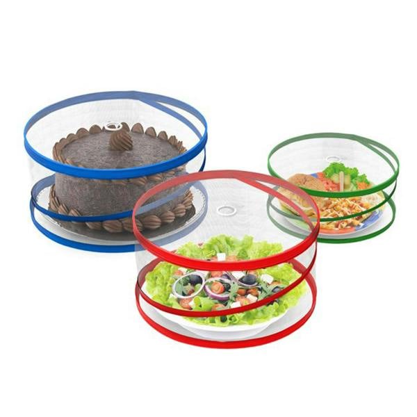 Fusion Food Care Collapsible Pop Up Food Covers 3 Pack Fine Mesh Food Tent Protectors for Kitchen, BBQs, Picnics, Camping & Outdoor Dining