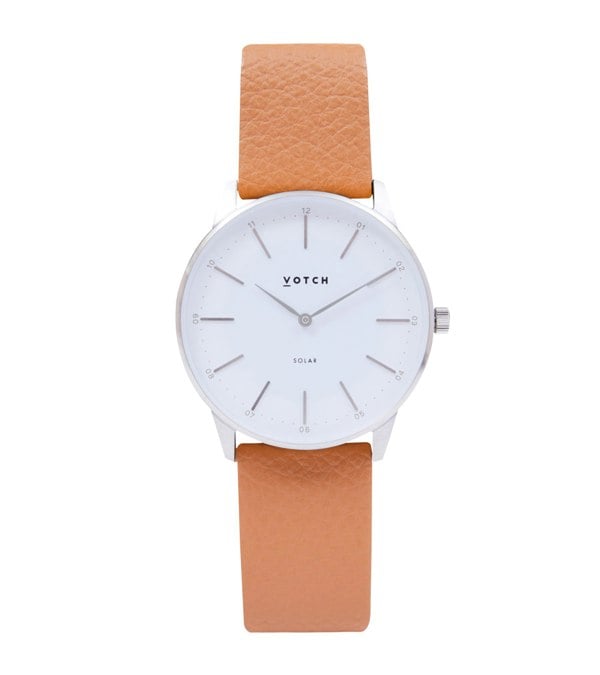 Votch Silver & Tan Watch | Solar Classic