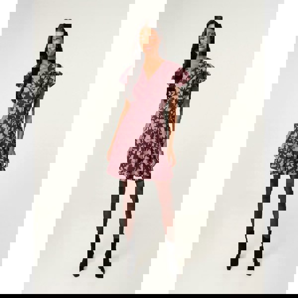 Blue Vanilla Printed Frill Sleeve Mini Dress