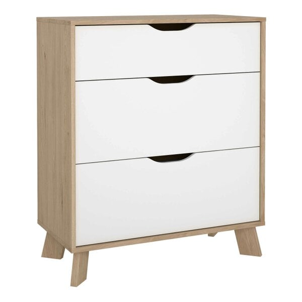 Wyld Haus Lira Jackson Hickory Wood and White Chest 3 Drawers
