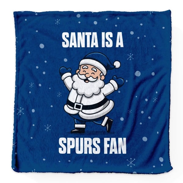 BritishmadeGifts Santa is a Spurs Football Fan - Luxury Fleece Blanket 150cm X 150cm