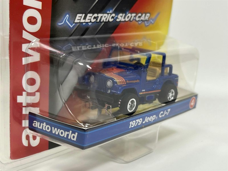 Auto World Slot Cars 1979 Jeep CJ-7 Blue HO Scale Slot Car X Traction Auto World SC368-4