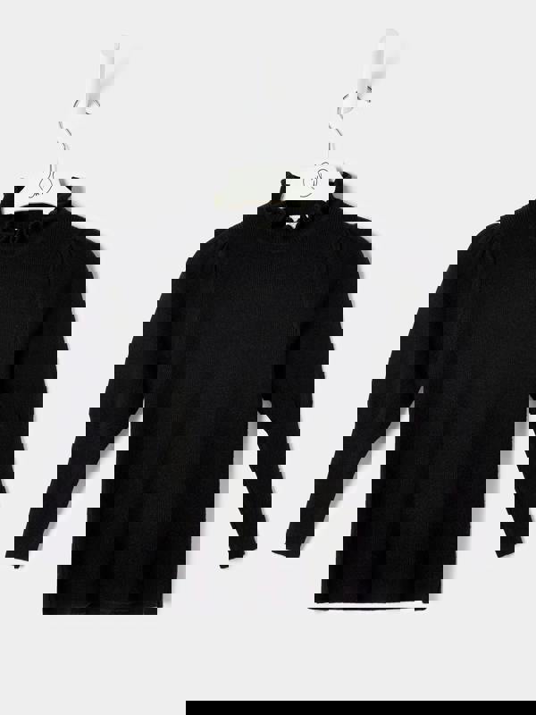 GWD Girls Hallie Knitted Top Ruffle Neck Jumper Available in Black and Cream
