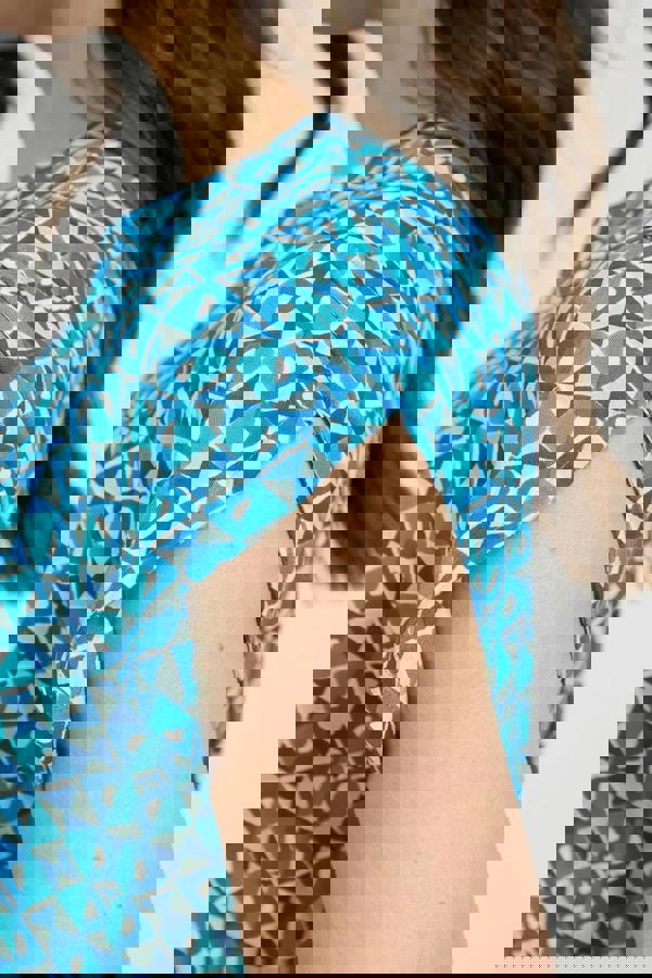 Mudflower Geometric Print Tie Front Midi Dress