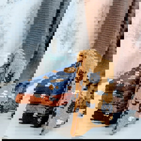 Anyfootwear 5 Pairs Size 5-9 Mix Color Kittens Winter Thick And Warm Wool Socks Casual Euramerican National Wind-Flowers Fashion Cotton Socks