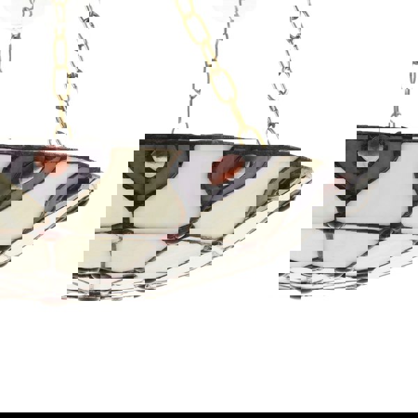 Purple and Amber Stained Glass Tiffany Pendant Shade with Red Beads Image 3